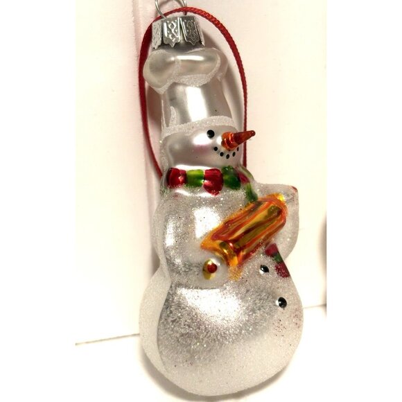Set of 3 Williams Sonoma Snowman Snowmaids Chef Glass Holiday Ornaments 2009 - Picture 4 of 7